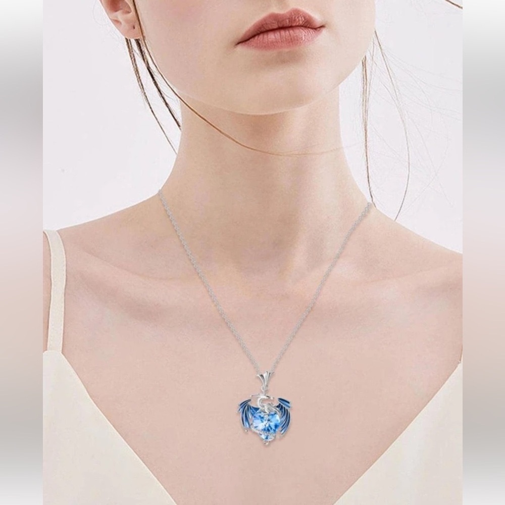 Vibrant Blue Dragon Necklace – Brand New